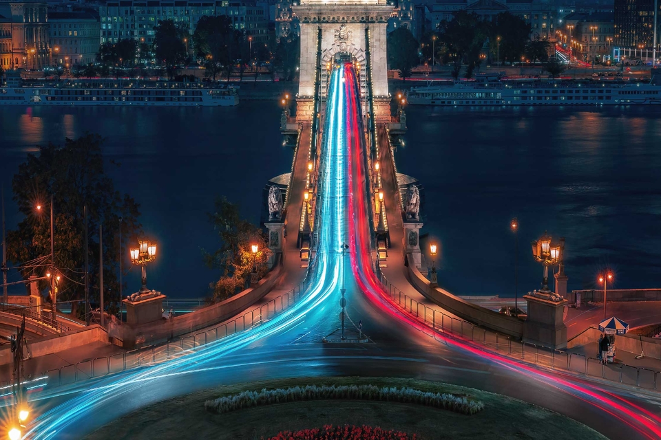 night highway light trails